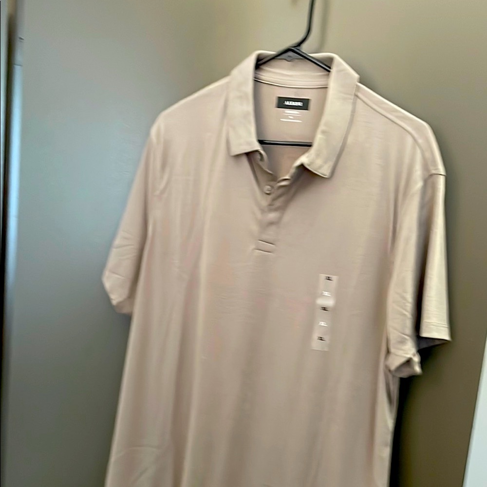 New Alfani Tan Polo Shirt Classic Casual Style brand new lightweight XL
